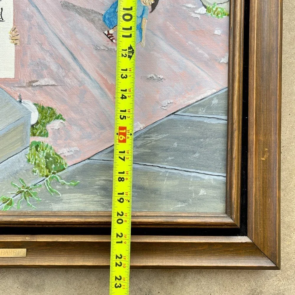 Original Framed Oil Painting Art on Canvas, Santa Fe Barrio